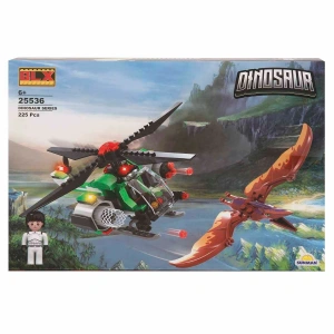 SUNMAN S00003224 SUN-RST-BLX-DINOSAUR SET KANATLI DİNOZORLAR VE HELİKOPTER 1FGR.225PRÇ
