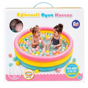 ERDEM ER-520 FUN PLAY 85 CM HAVUZ ÜÇ RENKLİ İÇİNDE 100 ADET 6CM TOPLU
