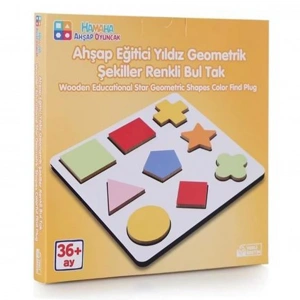 HAMAHA HMH-086 AHŞAP EĞİTİCİ GEOMETRİK ŞEKİLLER RENKLİ BUL. YILDIZ