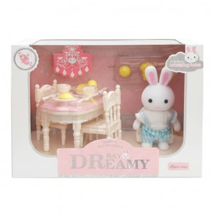 MEGA 150092BIG6621-3 BAY DREAMY MİNİ TAVŞAN- AKSESUARLI YEMEK MASASI SE 6621-3