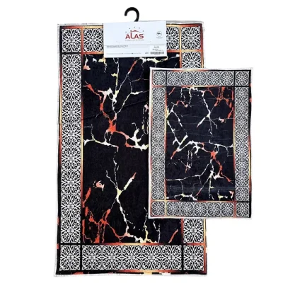 2 Li Banyo Paspası Kaymaz Klozet Takımı Kare D