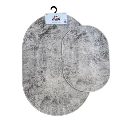 2 Li Banyo Paspası Kaymaz Klozet Takımı Oval D