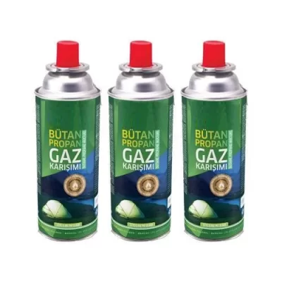 3 Adet 220 Gram Valfli Gaz Ocak Pürmüz Kartuşu