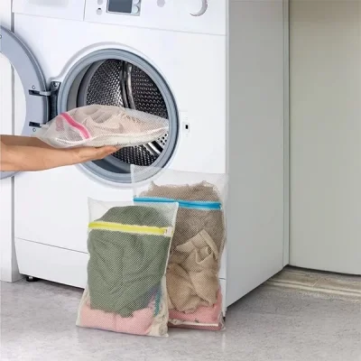 3 Adet Çamaşır Yıkama Filesi Renkli Fermuarlı