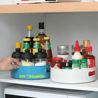 360 Derece Dönen Yuvarlak Saklama Tepsisi