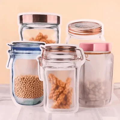 4 Adet Kavanoz Görünümlü Kilitli Saklama Poşeti