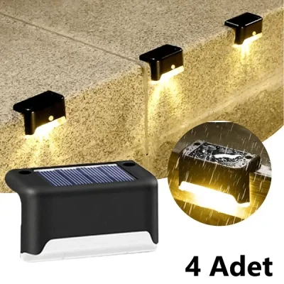 4 Adet Köşebent Merdiven Veranda Solar Led Lamba