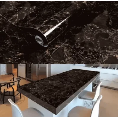 5 Mt Mermer Desenli Yapışkanlı Folyo Kahve