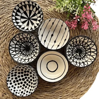 6 Adet Seramik Kase Çerezlik Sosluk 8 X 3 Cm