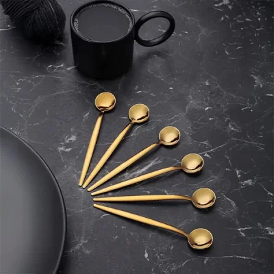 6 Lı Lizbon Yuvarlak Çay Kaşığı Gold