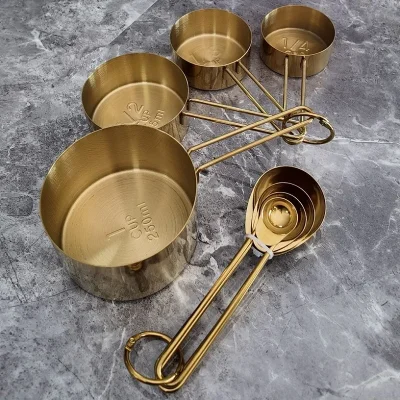 8 Adet Paslanmaz Çelik Ölçü Kaşığı Seti Ölçü Kabı 1.25ml 2.5ml 5ml 15ml 60ml 80ml 125ml 250ml