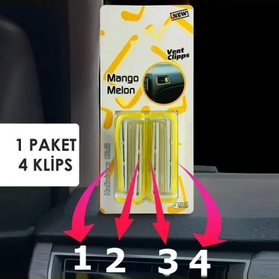 Araç Klima Kokusu Klipsli 4 Lü Mango Kavun