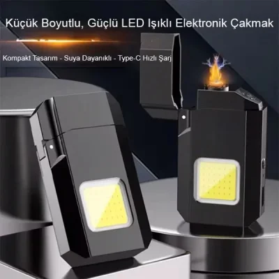 Çakmaklı Fener Şarjlı Cob Ledli Çakmak Kamp Feneri