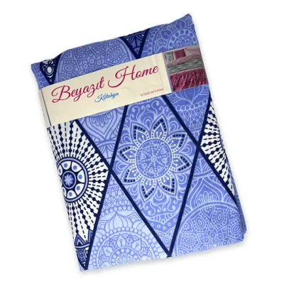 Çift Kişilik Battal Nevresim Takımı Mavi Desenli