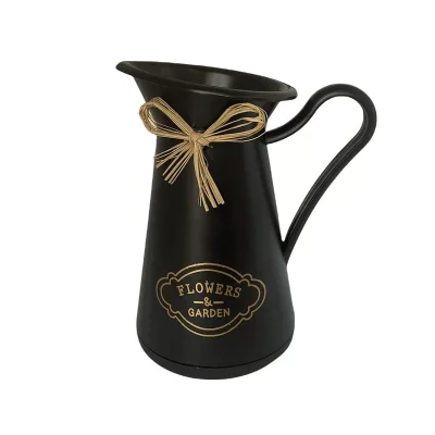 Dekoratif Baskılı Büyük İtalyan Vazo Siyah
