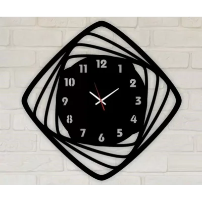 Dekoratif Lazer Kesim Oval Köşeli Kare Duvar Saati