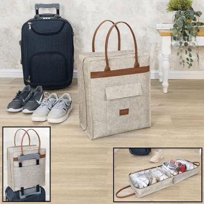 Derili Bavul İçi Ve Üstü Seyehat Çantası Krem