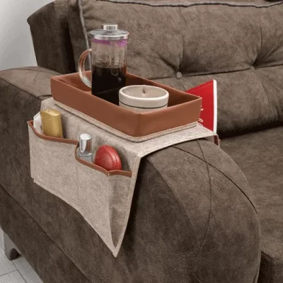 Derili Lüks Koltuk Kenarı Düzenleyici Krem