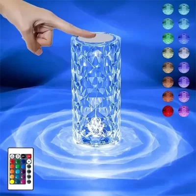 Dokunmatik Kristal Led Rgb Masa Lambası Şarjlı Uzaktan Kumandalı Dekorasyon Lambası