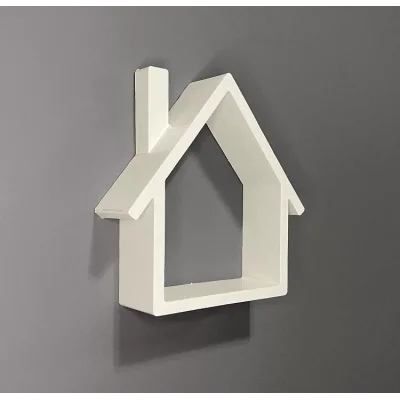 Ev Şekilli Dekoratif Duvar Rafı Beyaz