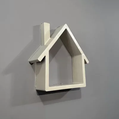 Ev Şekilli Dekoratif Duvar Rafı Gri