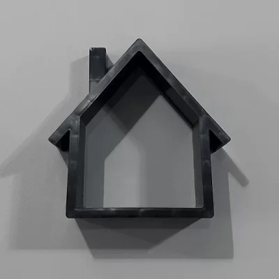 Ev Şekilli Dekoratif Duvar Rafı Siyah