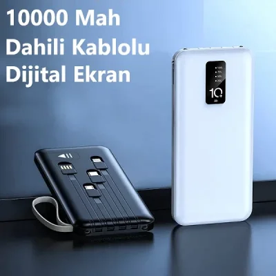 Evergo 10000 Mah Göstergeli Kablolu Powerbank