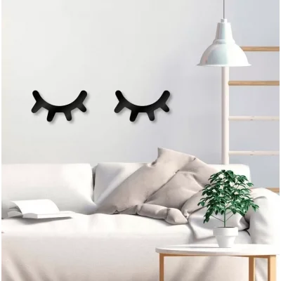 Kirpik Ahşap Lazer Kesim Duvar Dekoru 2 Li