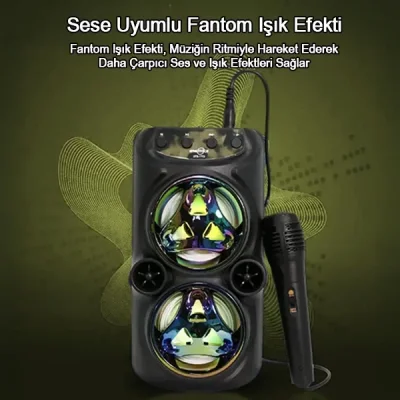 Mikrofonlu Ledli Karaoke Bluetooth Hoparlör