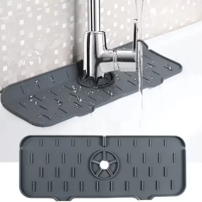 Mutfak Banyo Su Tutucu Musluk Matı Süngerlik Gri