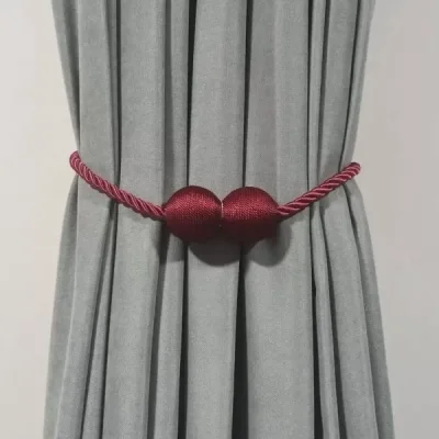Örgülü Mıknatıslı Perde Mandalı Tokası Bordo