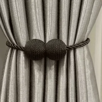 Örgülü Mıknatıslı Perde Mandalı Tokası Kahve