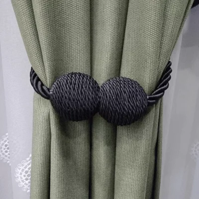 Örgülü Mıknatıslı Perde Mandalı Tokası Siyah