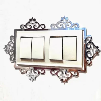 Pleksi Priz Kenarı Süsü Motifli Gümüş Çiftli