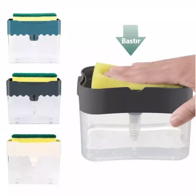 Pompalı Sünger Hazneli Sıvı Sabunluk (hediyeli)