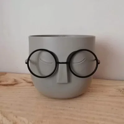 Profesör Masa Üstü Saksı Kalem Kutusu Gri