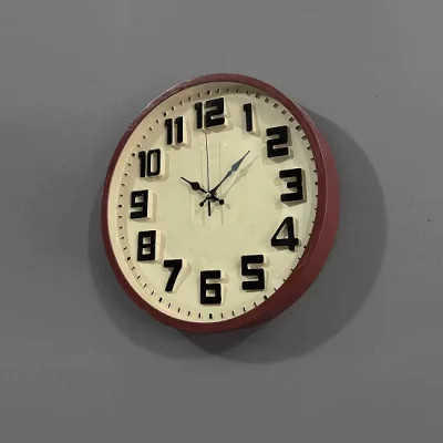 Renkli Düz Cam Duvar Saati Bej