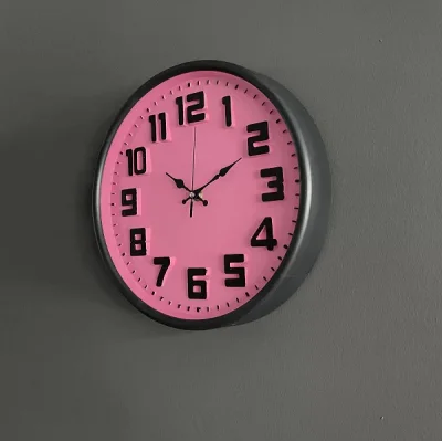 Renkli Düz Cam Duvar Saati Pembe
