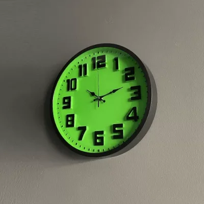 Renkli Düz Cam Duvar Saati Yeşil
