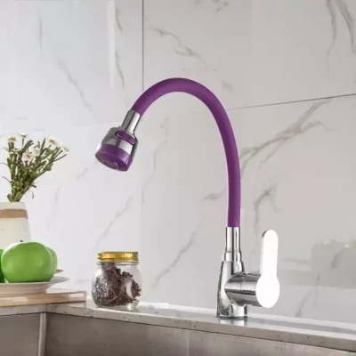 Renkli Silikon Musluk Batarya Borusu Mor