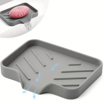 Silikon Su Giderli Mutfak Banyo Vantuzlu Esnek Sabunluk