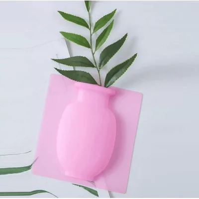 Silikon Vazo Dekoratif Yapışkanlı Pembe