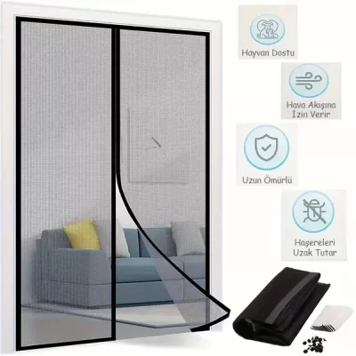 Siyah Mıknatıslı Kapı Sinekliği 105 X 210 Cm