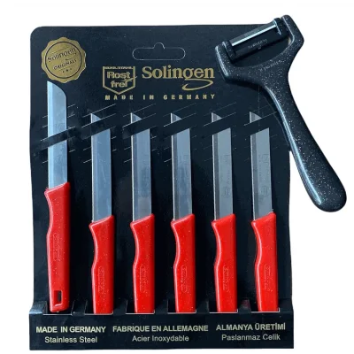 Solingen Tırtıklı Meyve Bıçağı Ve Sapan Soyacak Kırmızı