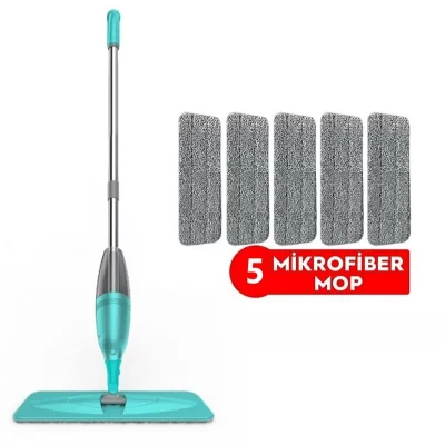 Su Ve Deterjan Hazneli Sprey Mop Ve 5 Adet Mop