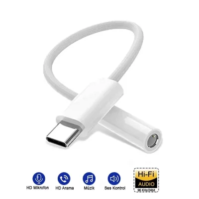 Type C Girişli Aux Çevirici Ve Kulaklık Çevirici