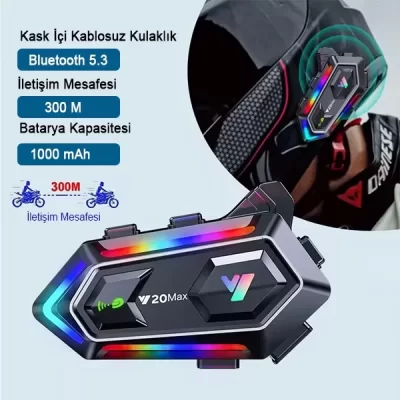 Y20 5.3 Motosiklet Kask Kulaklık Intercom Işıklı Motorsiklet Kulaklığı Telsiz Özellikli
