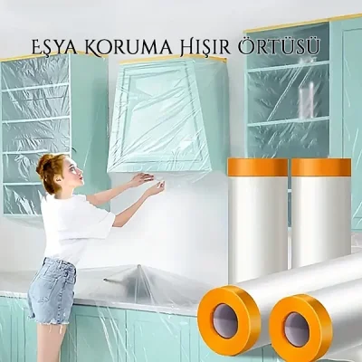 Yapışkanlı Boya Badana Eşya Koruma Hışır Örtüsü 15 Mt X 180 Cm Boya Muşambası