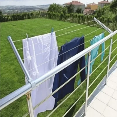 Yuvarlak Küpeşte Balkon Çamaşır Kurutma Askılığı
