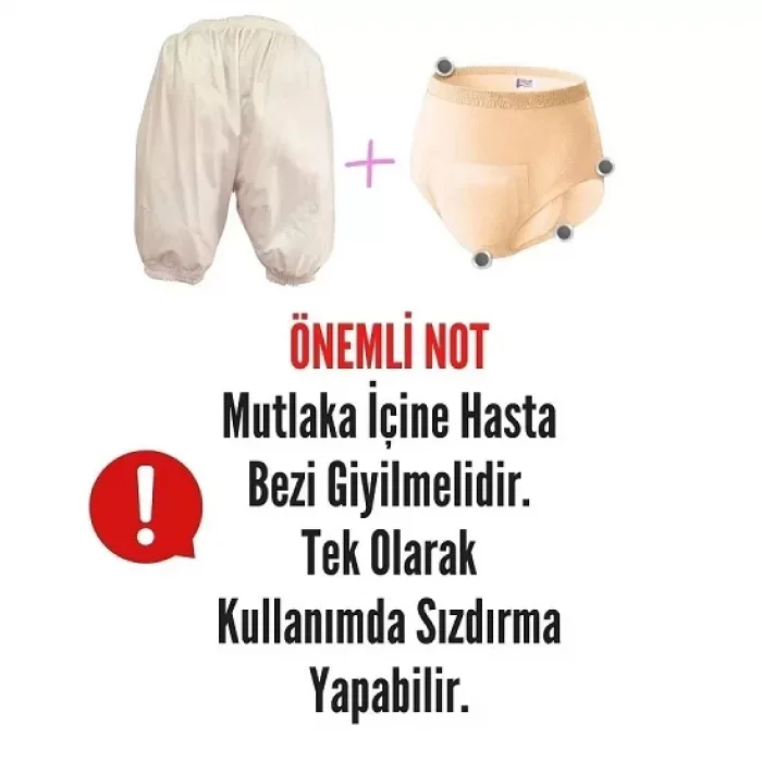 %100 Pamuk Yıkanabilir Paçalı Hasta Külodu Lastikli 2xl